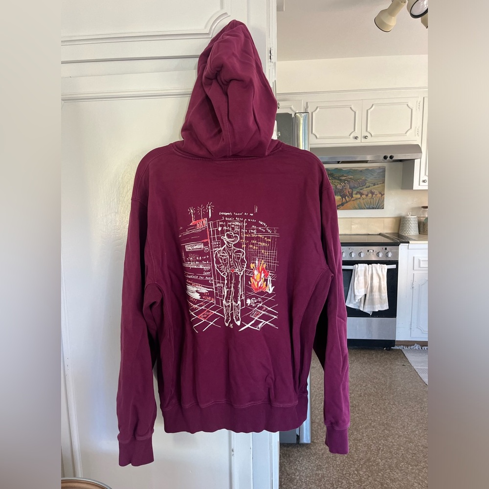 HELMUT LANG SCRIBBLE LOGO HOODIE - RASPBERRY